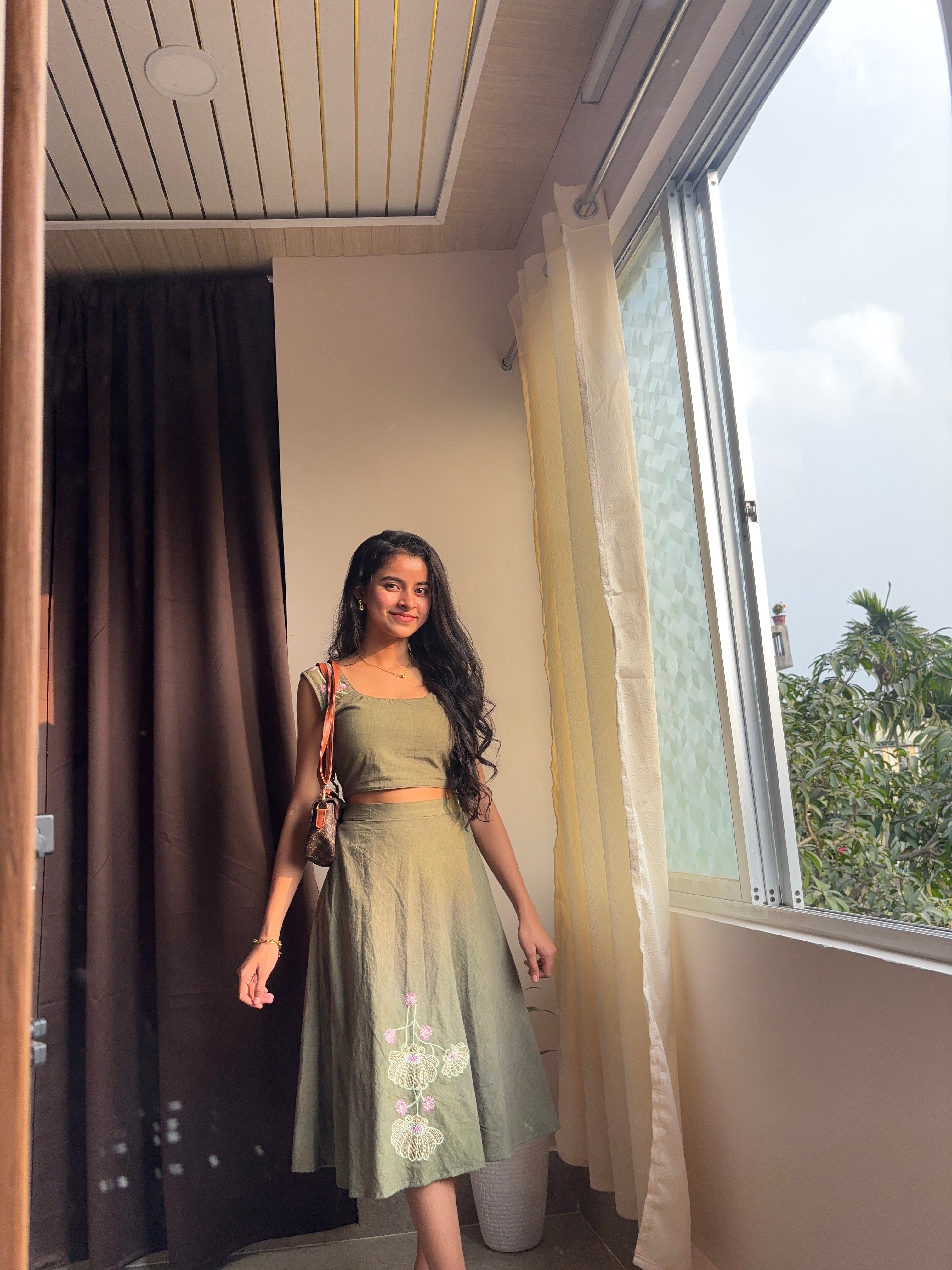 Olive Green Embroidered Co-Ord Set