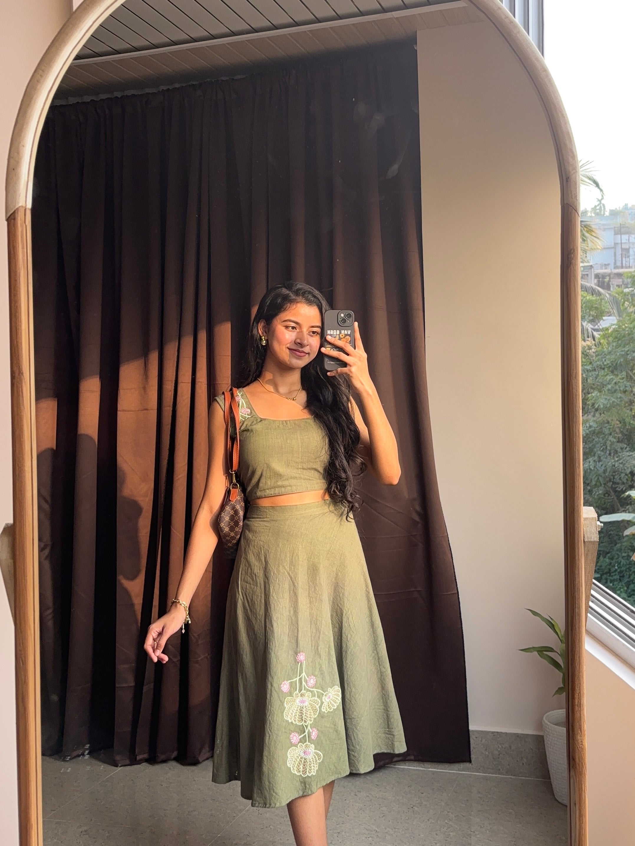 Olive Green Embroidered Co-Ord Set