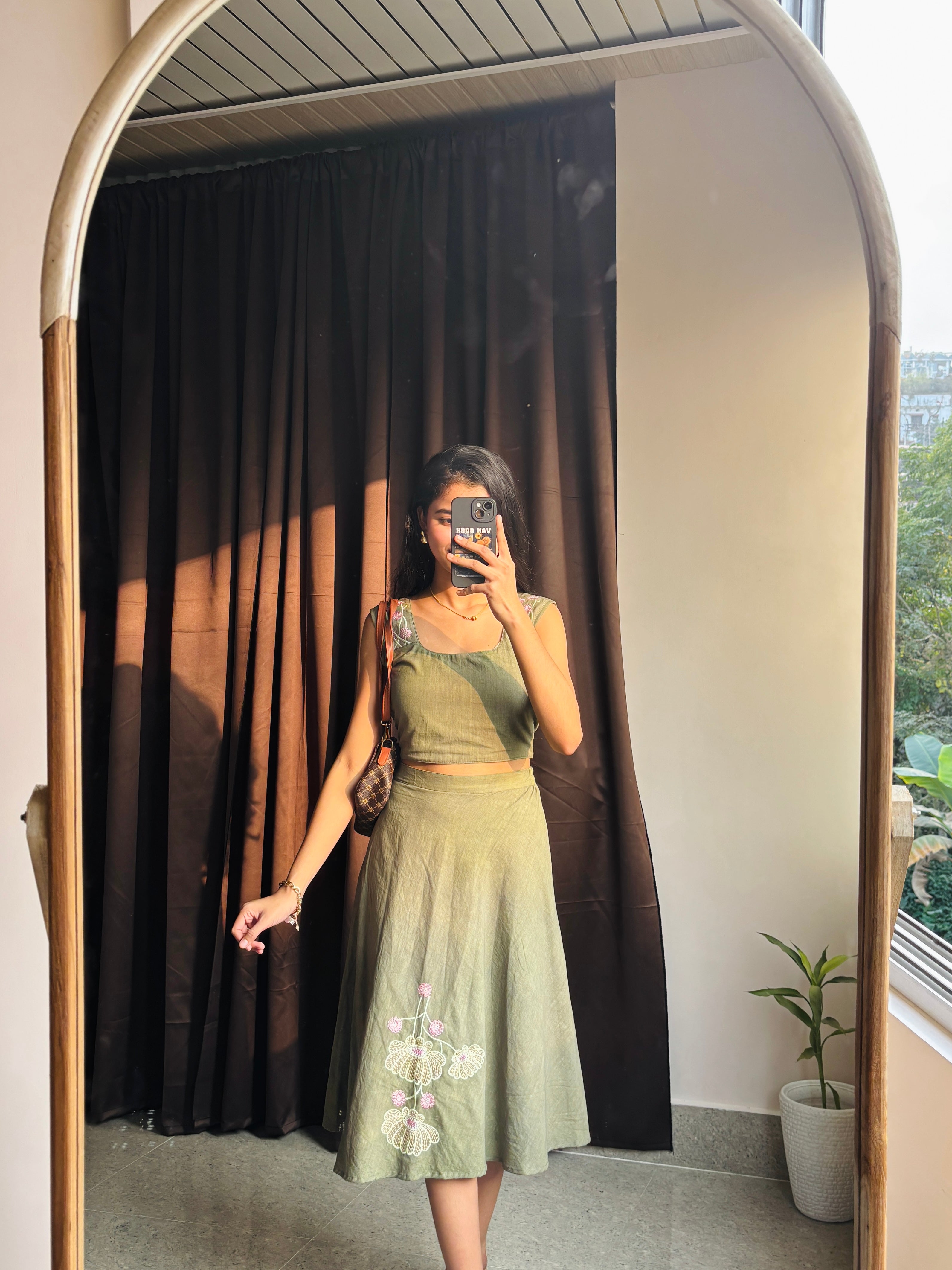 Olive Green Embroidered Co-Ord Set