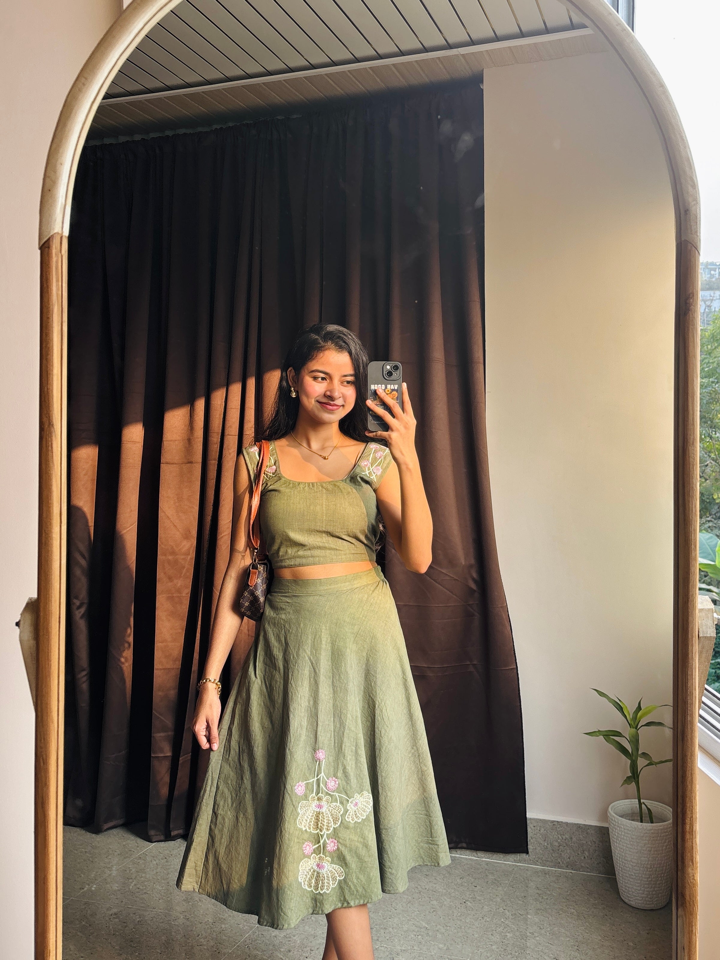 Olive Green Embroidered Co-Ord Set